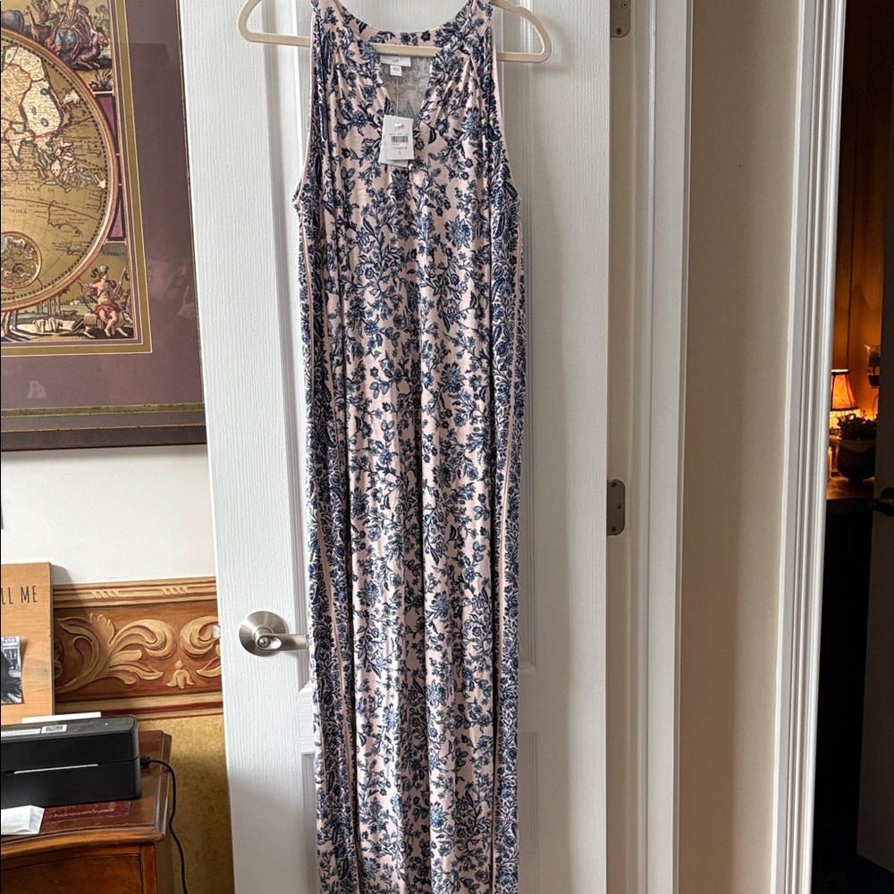 J. Jill Blue and Pink Floral Maxi Dress